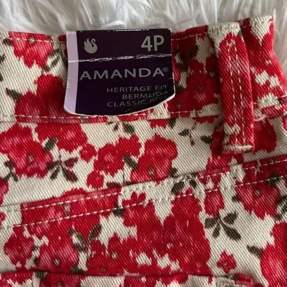 Gloria Vanderbilt Floral Jean Shorts Amanda Heritage Fit Bermuda Classic Rise 4P - Picture 5 of 10
